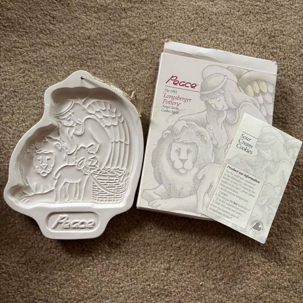 Longaberger Pottery 1993 Angel Series Cookie Mold Peace *New*